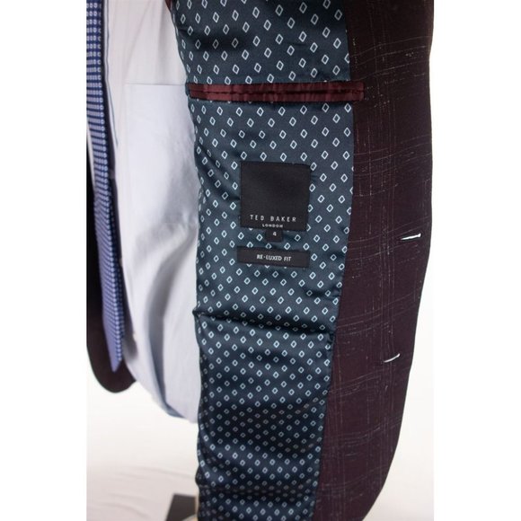 TED BAKER New Brown Checked Wool Suit Jacket $485 - Picture 9 of 11